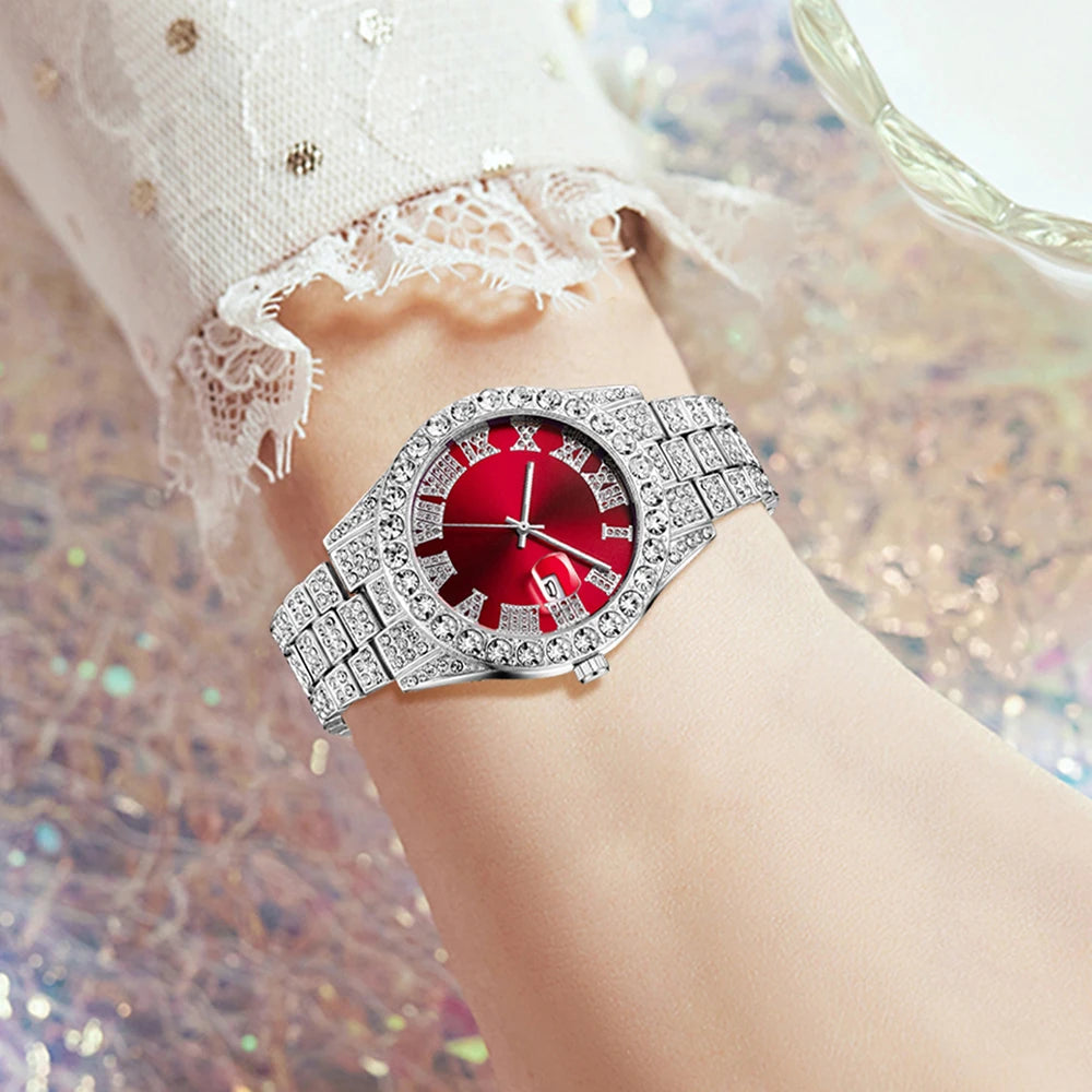 3PCS/SET Women's Watch Luxury Leisure Simple Quartz Watch Bracelet Necklace Jewelry Set Suitable for Daily Clothing Matching