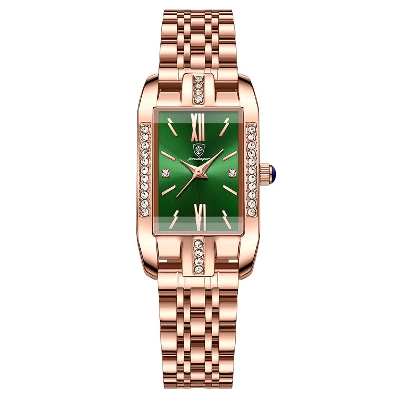 POEDAGAR High Quality Diamond Watch Top Brand Luxury Fashion Business Rectangle Waterproof Quartz Ladies Watches Stainless Steel