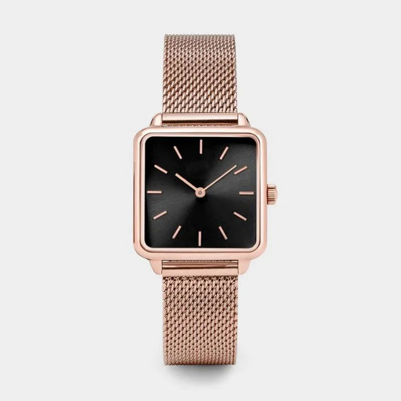 Fashion Luxury Women Watches Simple Square Ladies Quartz Wristwatch Metal Mesh Strap Elegant Lady Women's Watch Gifts for Woman