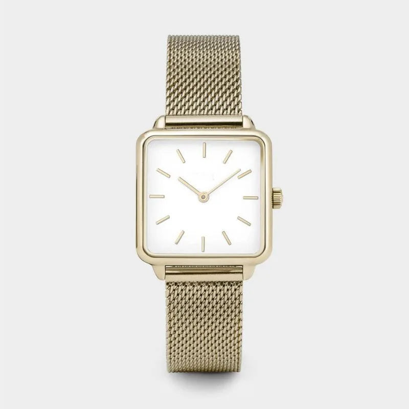 Fashion Luxury Women Watches Simple Square Ladies Quartz Wristwatch Metal Mesh Strap Elegant Lady Women's Watch Gifts for Woman